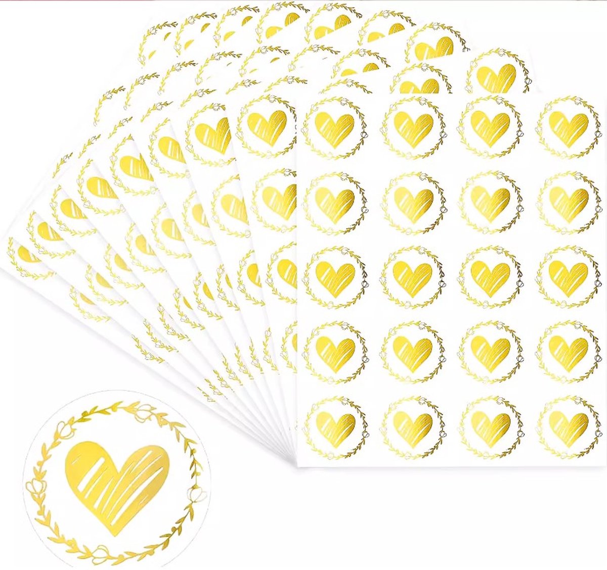 Ainy Sluitstickers Hartjes Goud - 100 stuks bedankt stickers van 32 mm - ideaal voor cadeauverpakkingen, uitdeelzakjes, bedanktjes, traktatie en decoratie - Bedankt stickers voor kinderen en volwassenen | cadeau voor haar
